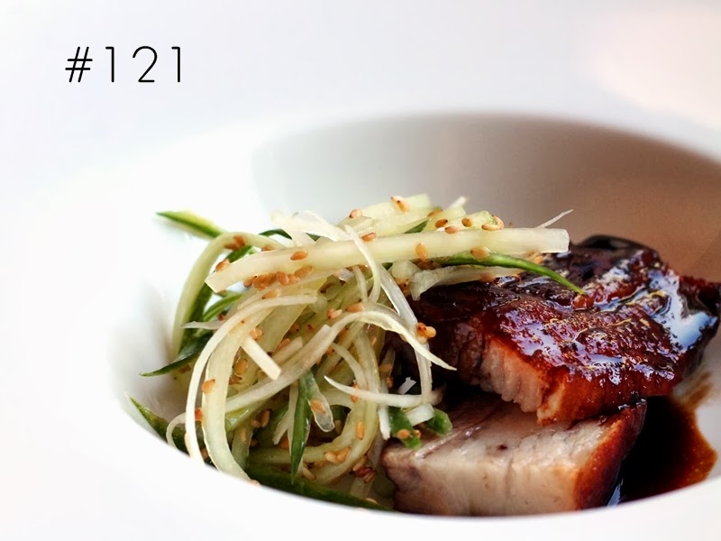 Delicious Tapas Braised pork belly with soy & cucumber & fennel salad 121