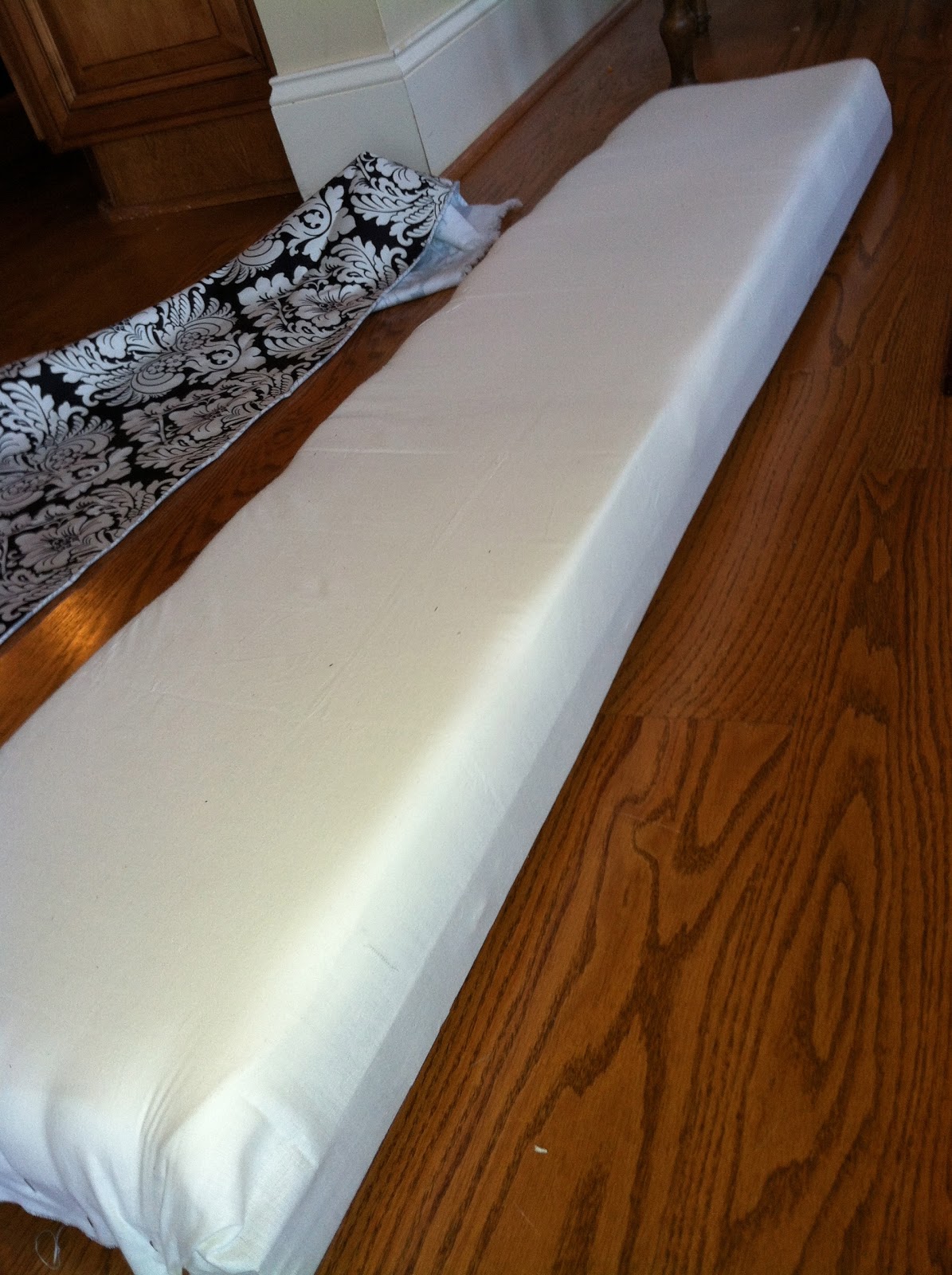 Lipstick and Sawdust Damask Upholstered Bench