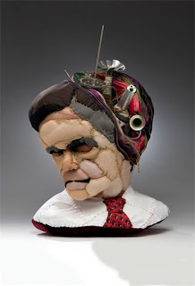 Mitt Romney, Fabric, Wire, Found Objects, Zippers 30 x 30 inches by Melissa Ichiuji