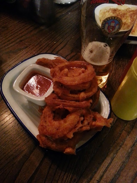 Juicy Bastard Onion Rings, and some hot, hot, hot sauce