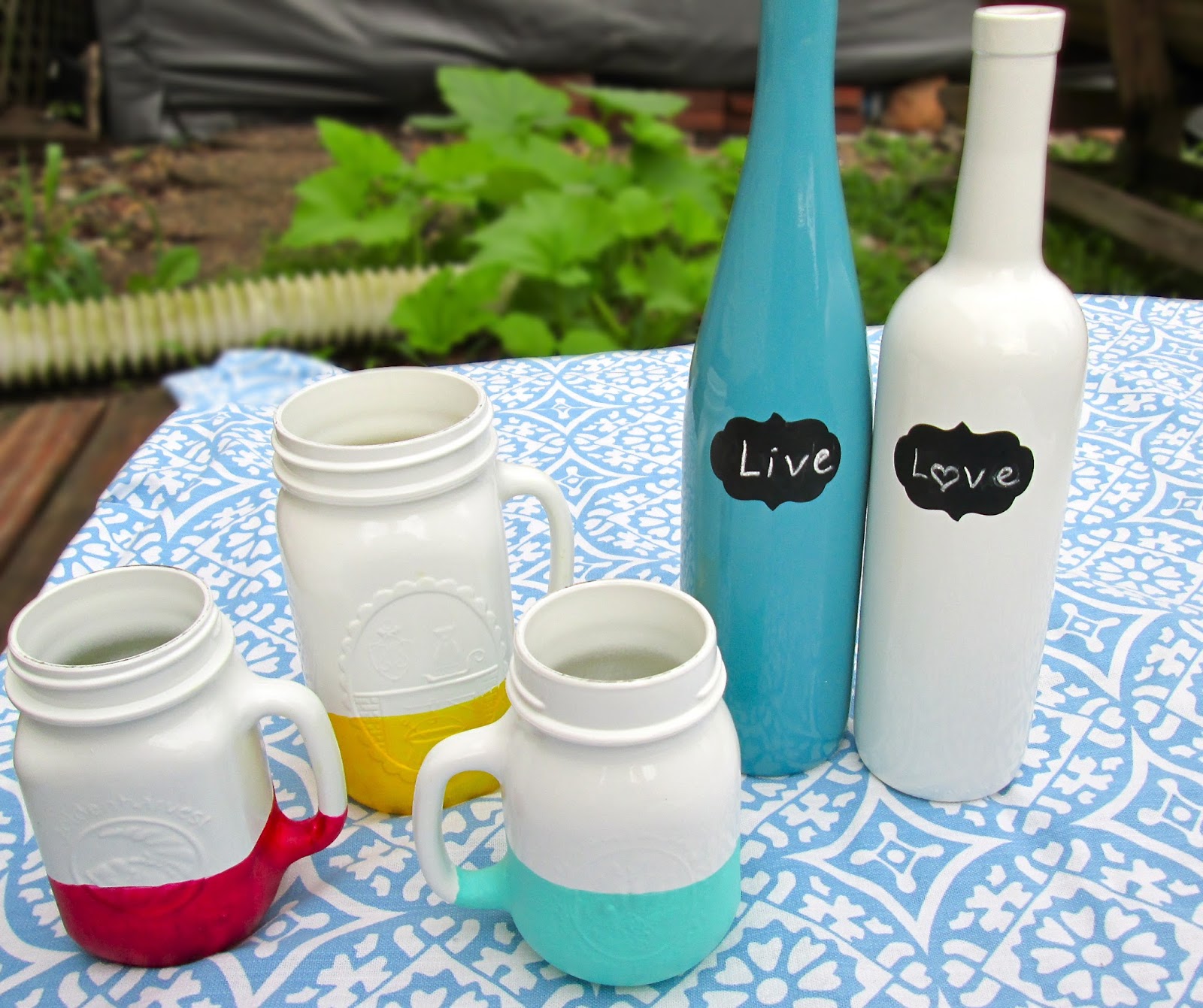 This Little House of Mine Painted Wine Bottles and Jars