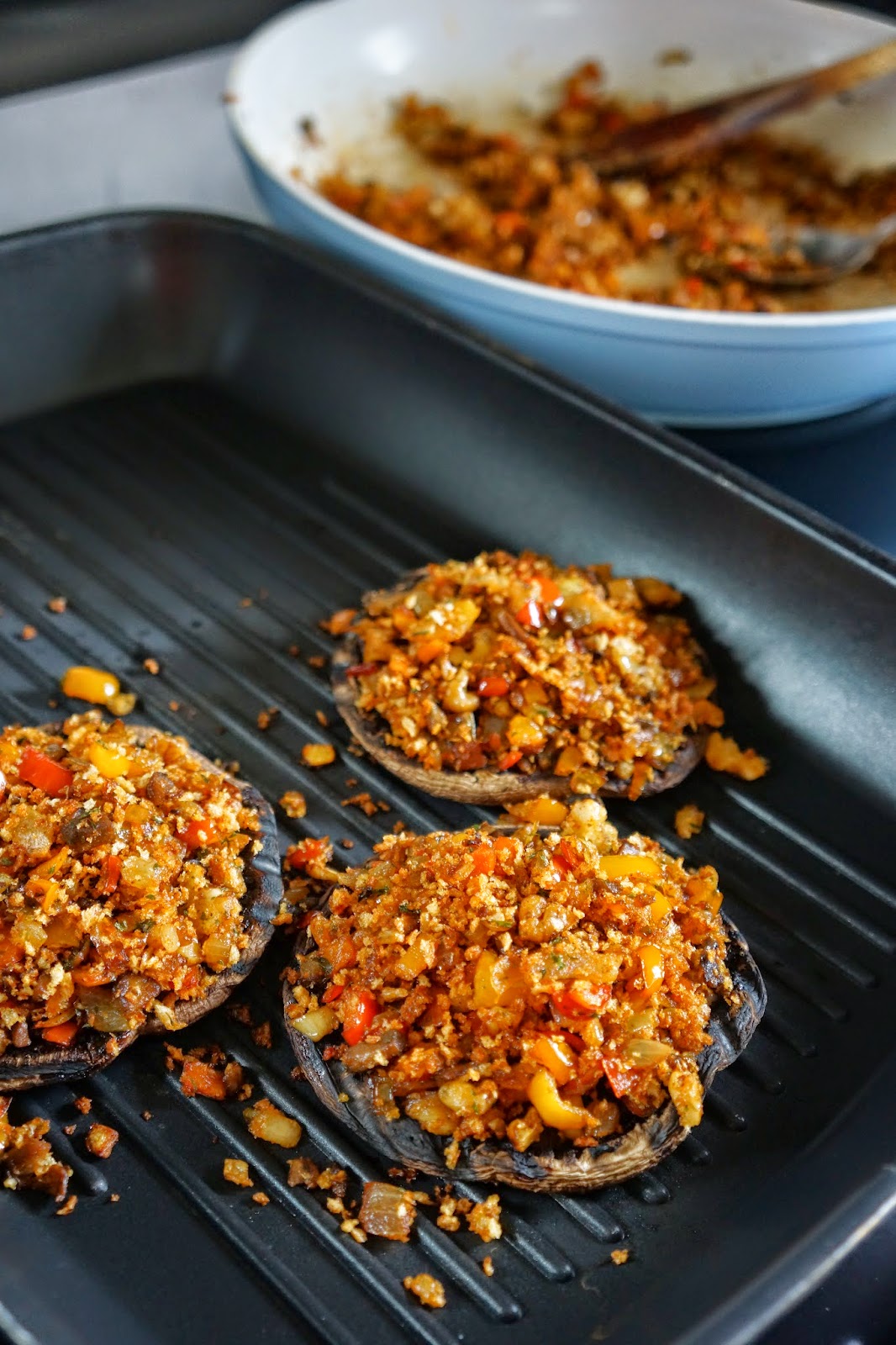 Grilled portabella mushrooms with smoked paprika stuffing | Tera Solara