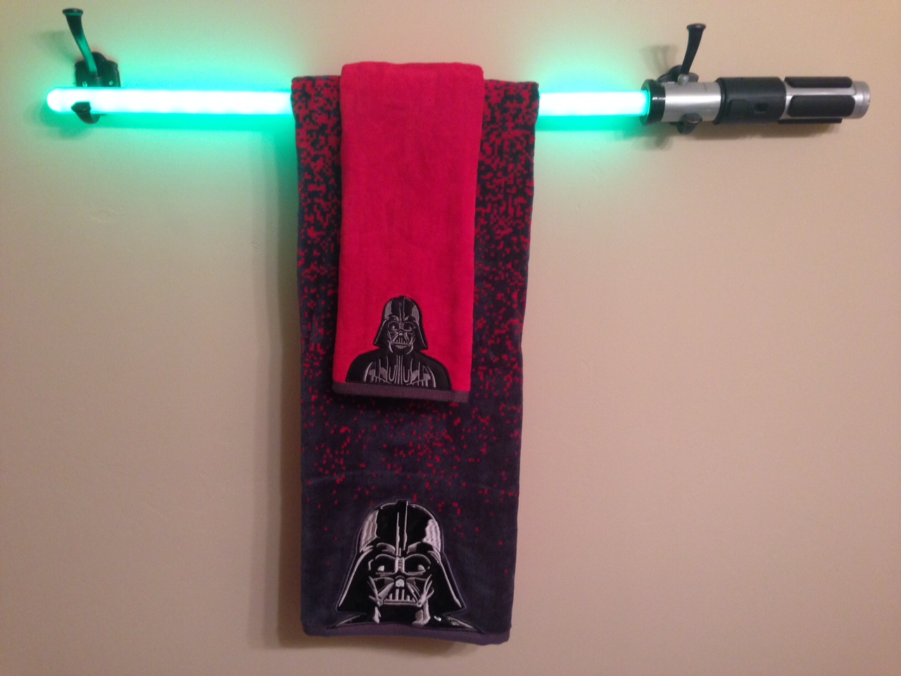 Star Wars Bathroom Makeover with a DIY Light Saber Towel Bar Tutorial