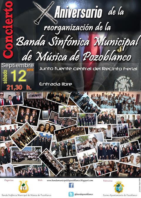 Cartel y obras del X Aniversario de la reorganización de la Banda Sinfónica Municipal de Pozoblanco