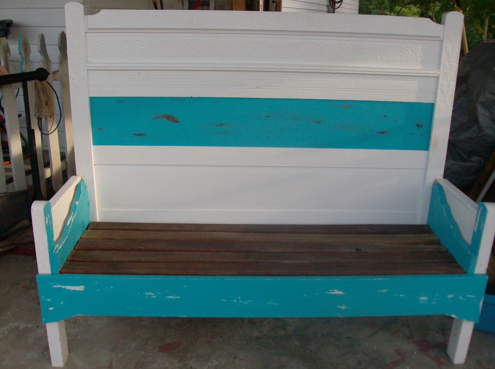 Gina's Junk Blog in Columbus, Repurposed Headboard Bench,even