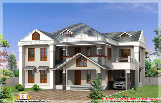 Beautiful Kerala style house elevation 3