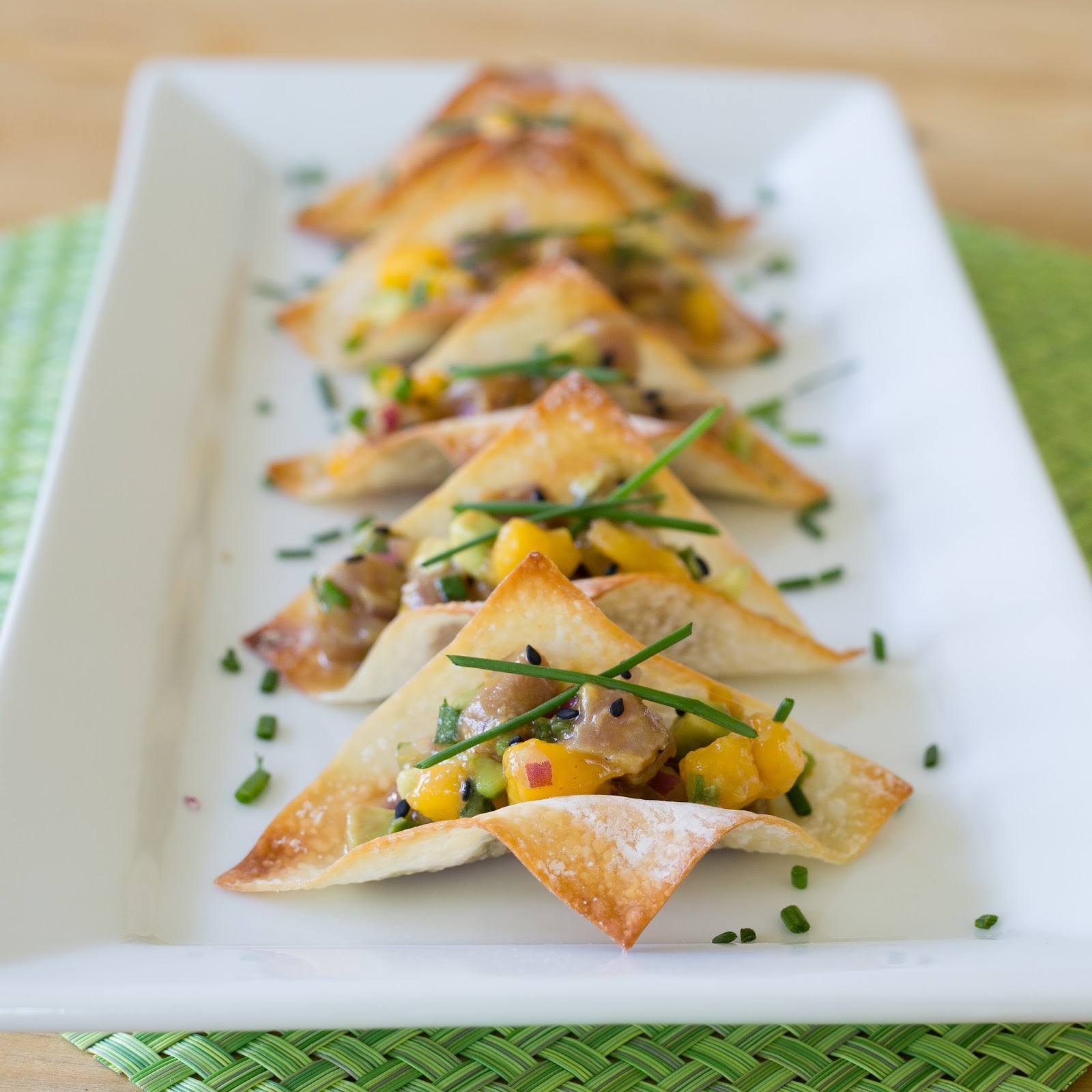 T is for Tuna Tartare Tacos with Mango & Avocado