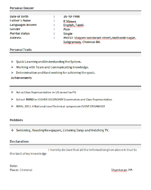 latest format resume