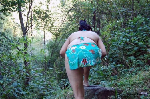 Women posing nude showing ass and tits in jungle