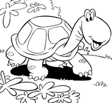 cara menggambar kura-kura lucu