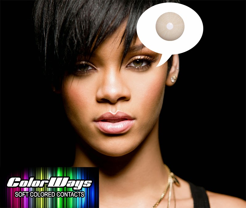 rihanna wearing colored contacts that screen her eye color to give a even mix beach colorways suggested - Colored Contacts Hazel rihanna wearing colored contacts that screen her eye color to give a even mix beach colorways suggested - Colored Contacts Hazel