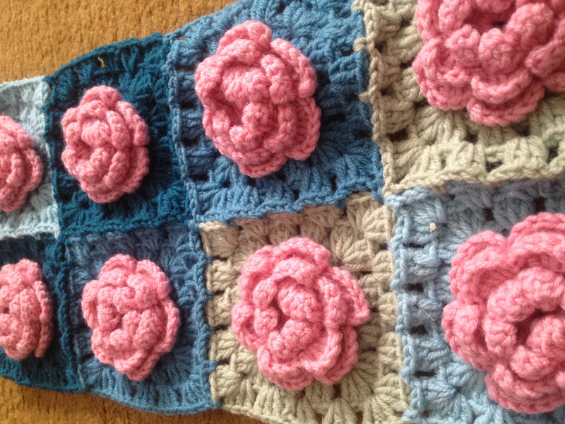 Gaia's Crochet Roses pillow