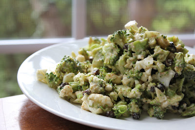 Raw Broccoli And Cauliflower Salad With Creamy Asian Dressing