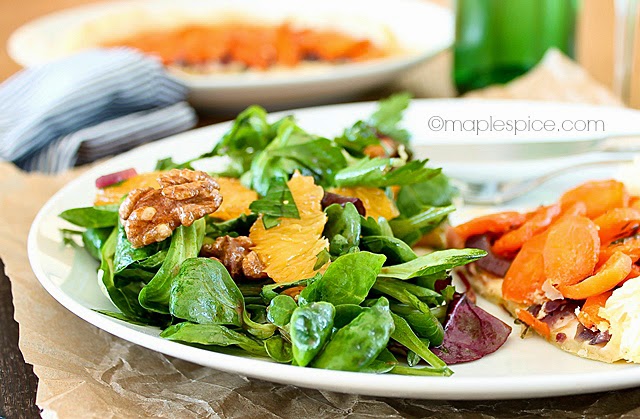 Baby Leaf, Roasted Walnut and Orange Salad with Balsamic Dressing