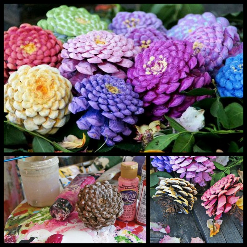 Dollar Store Crafter Turn Pine Cones Into Beautiful Faux Zinnia Flowers
