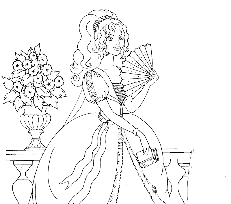 Disney Princess Coloring Pages With Flowers and Plants title=