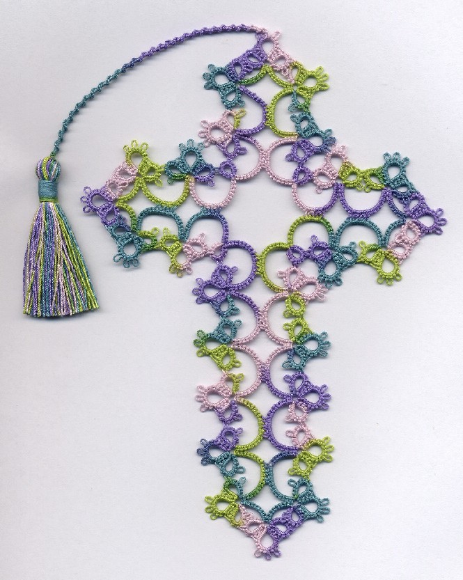 Tatting, Beading and Needlework Cross Bookmark