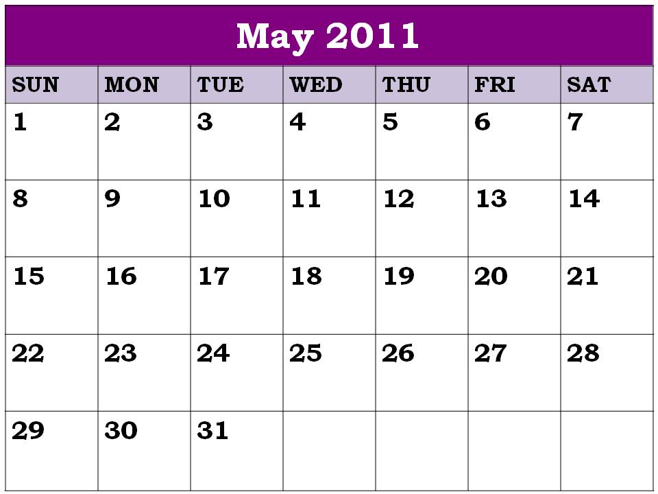 2011 may calendar printable. Free Printable Calendar 2011