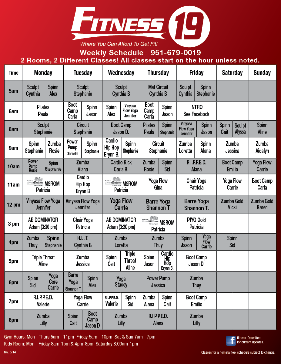 la fitness class schedule - merkel armedo