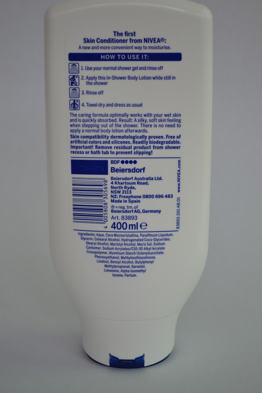 Bottled Beauty Nivea "InShower Body Lotion Skin Conditioner" Review
