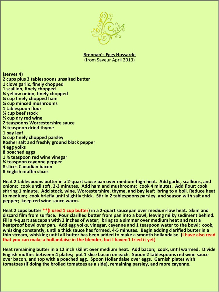 Thyme Eggs Hussarde for Mother's Day...a journey to the famous Brennan's restaurant