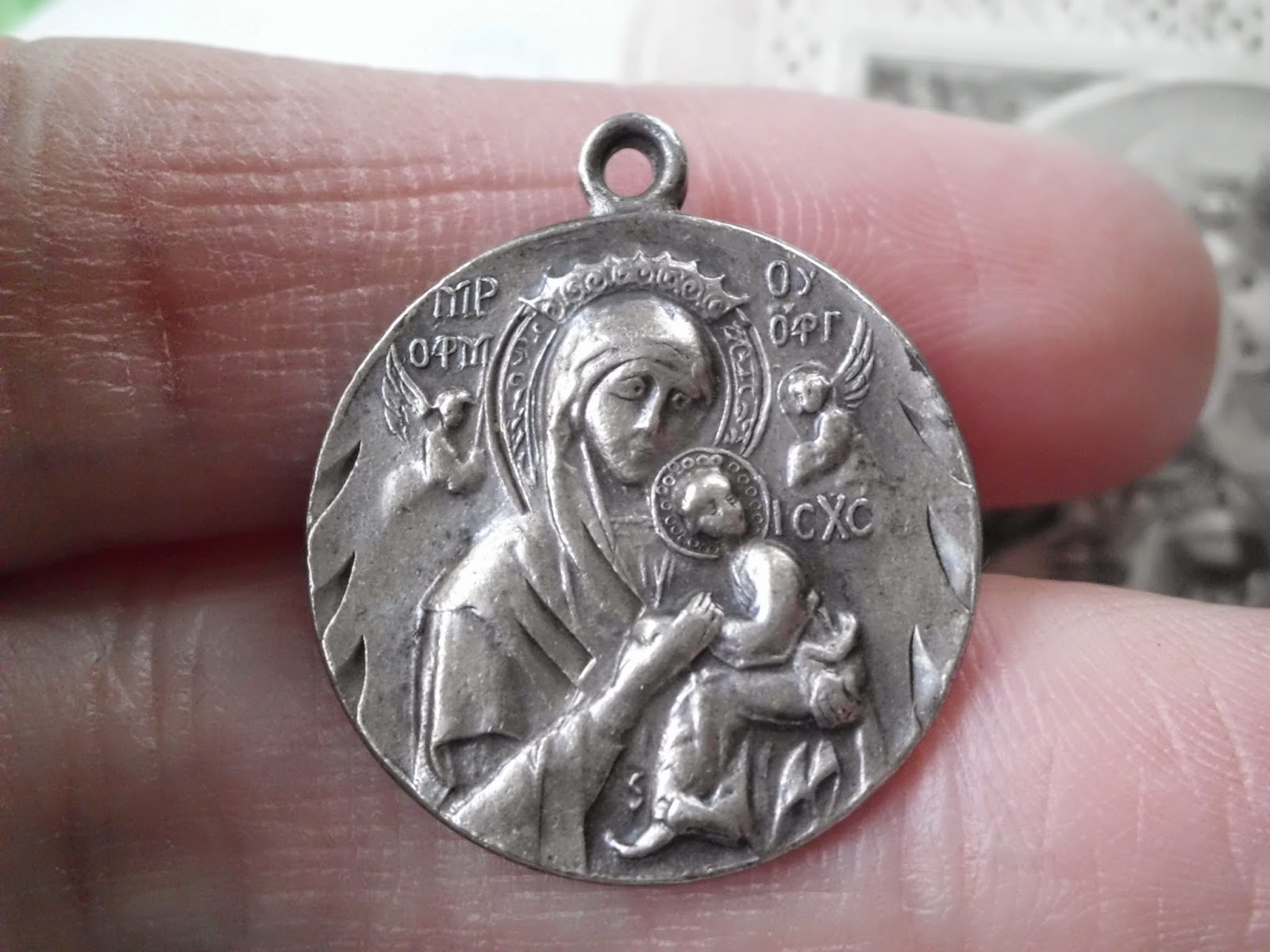 Vintage Religious Medals Vintage CREED STERLING Our Lady of Perpetual