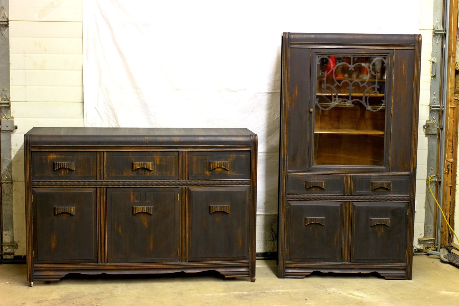 Laurel S Attic Black Vintage Buffet And China Cabinet Sold