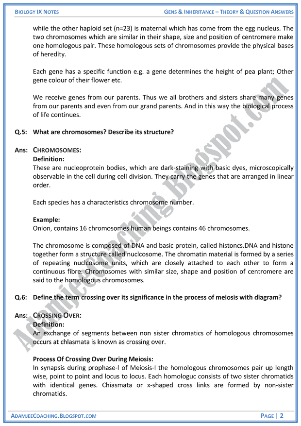 Genes-and-Inheritance-theory-notes-and-question-answers-biology-notes-for-class-9th