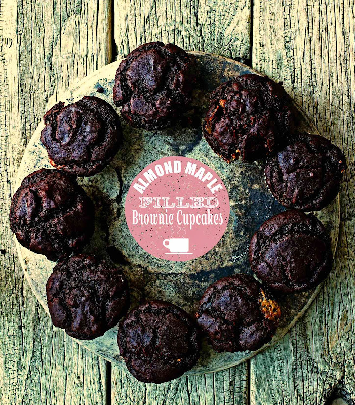 Milk and Honey Almond Maple Filled Brownie Cupcakes