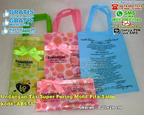 Undangan Tas Super Furing Motif Pita Satin