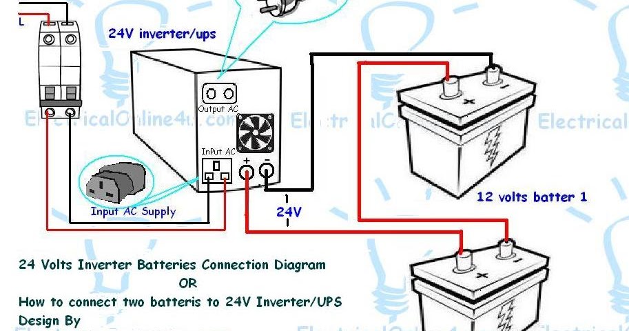 How To Connect Two Batteries To Inverter & 24 Volts UPS 2 ... wiring diagrams air conditioners 