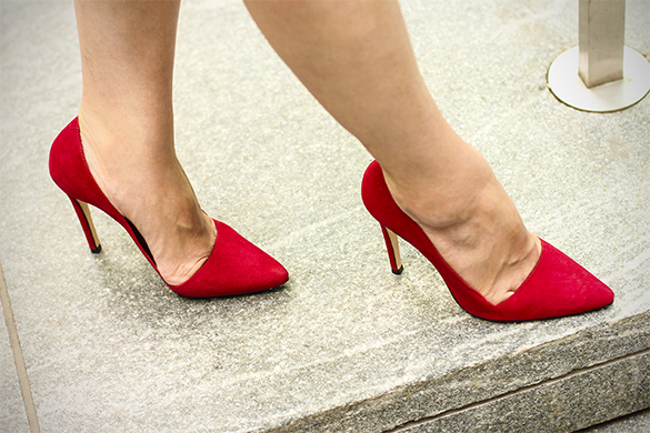Red suede heels