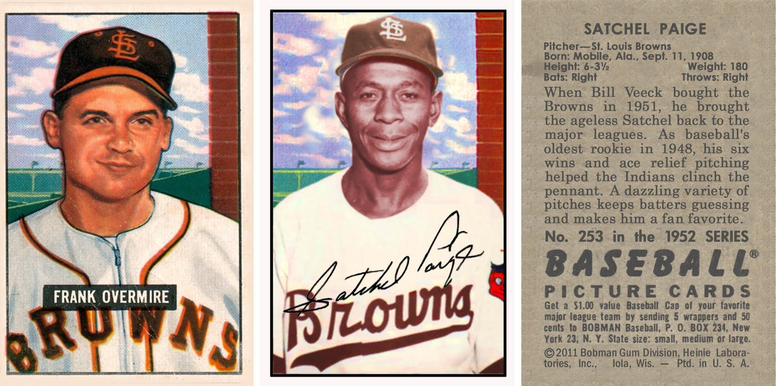 Satchel Paige St Louis Browns Custom Baseball Card 1952 Style 