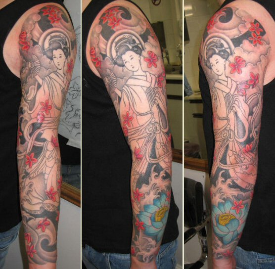 An awesome sleeve tattoo done