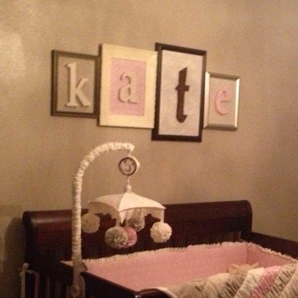 Utah County Mom Kate's nursery Framed name over crib