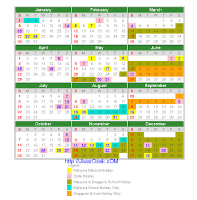 Kalendar Cuti Umum dan Cuti Sekolah 2012