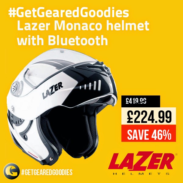 #GetGearedGoodies - Save on The Lazer Monaco helmet with Bluetooth - www.GetGeared.co.uk