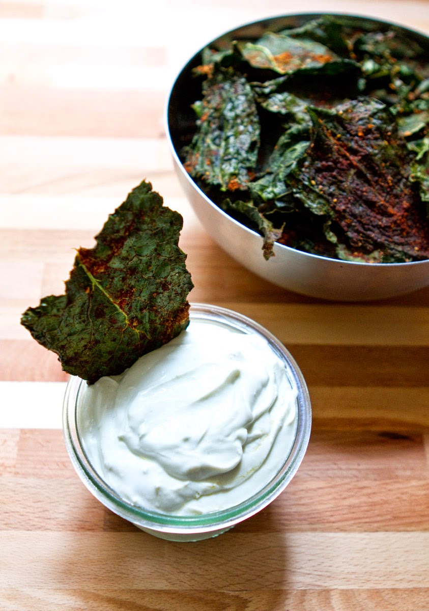 Little Market Kitchen Spicy Kale Chips and Blue Cheese Dip