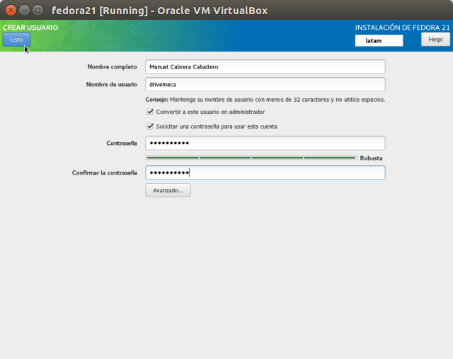 DriveMeca instalando Linux Fedora Workstation 21 paso a paso