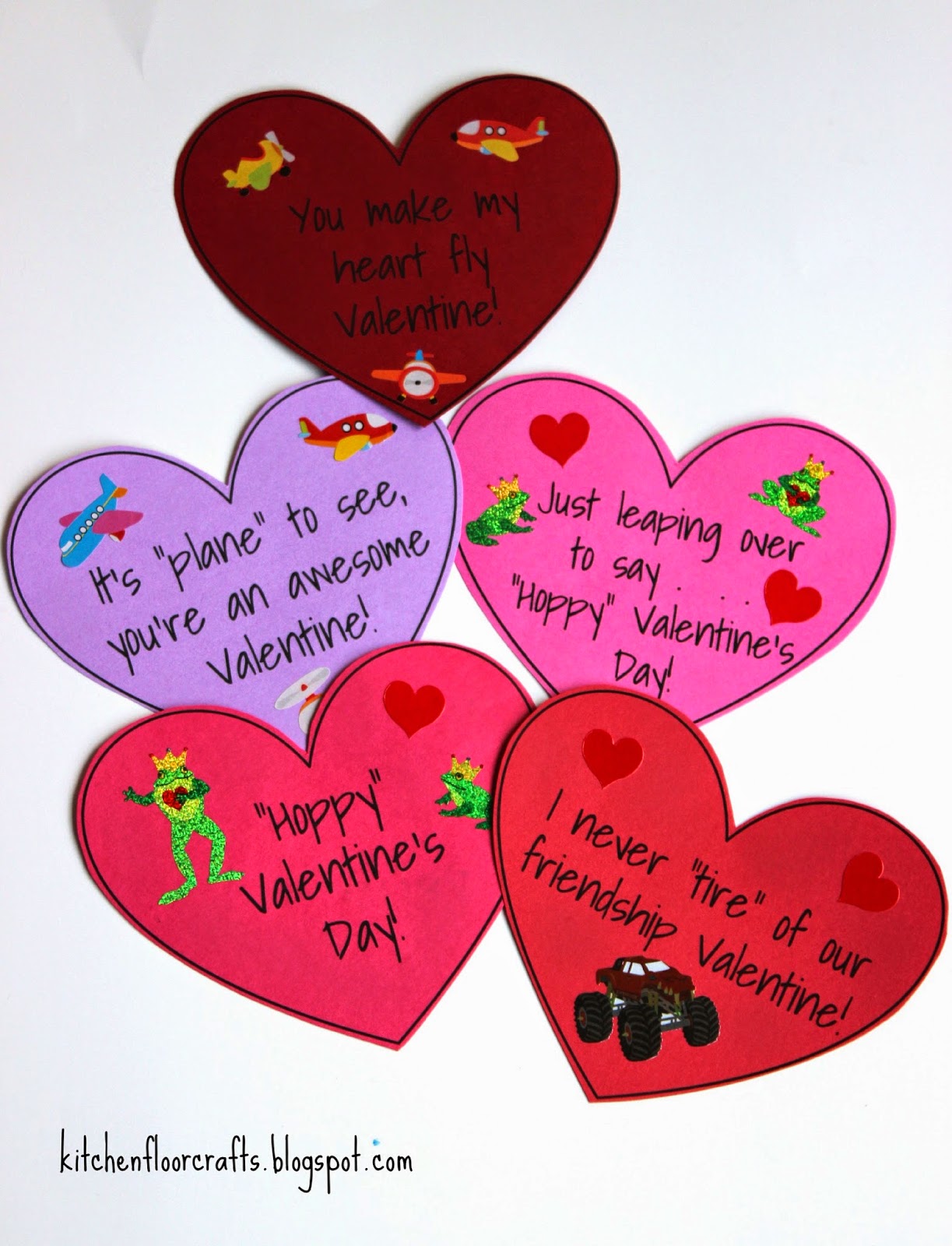 Kitchen Floor Crafts: Simple Sticker Valentine's (with Free Printables)