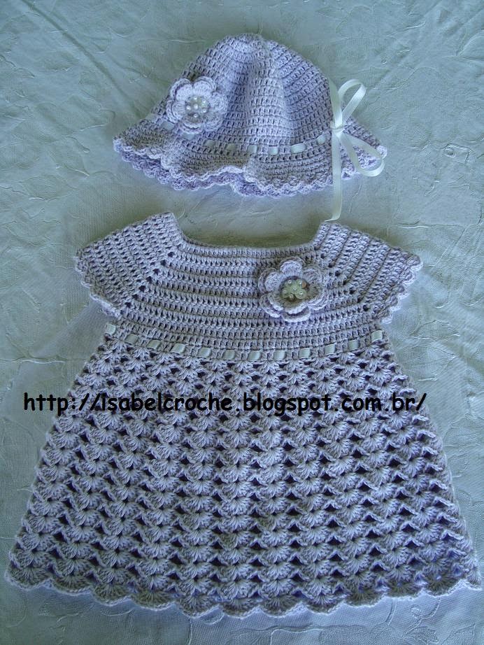 vestido de crochê para bebê de 3 meses