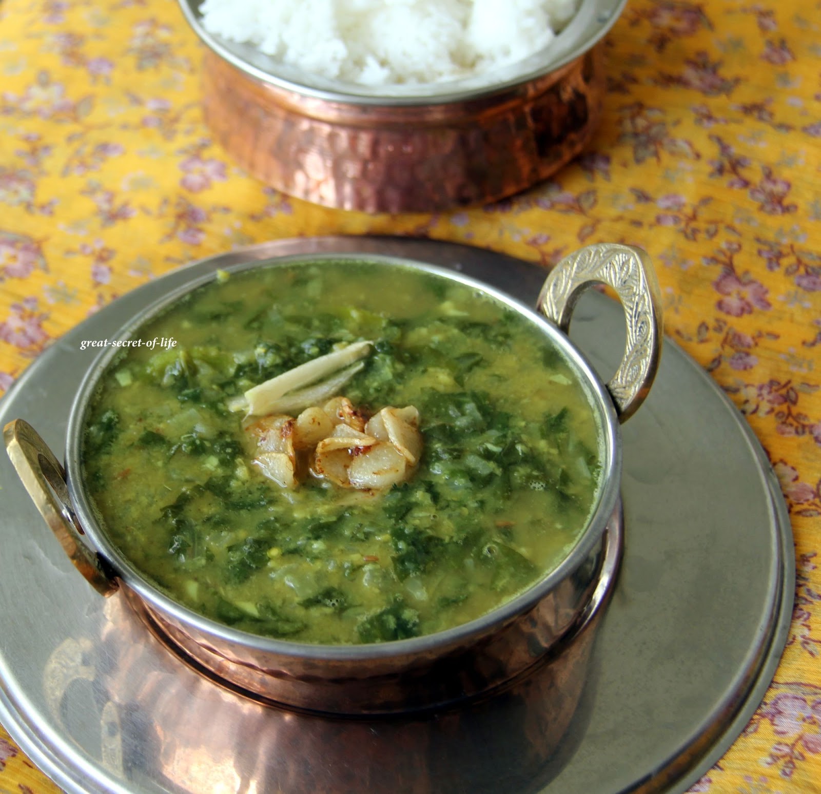 Dal Palak / Spinach with Dal / Dhal palak Greatsecretoflife