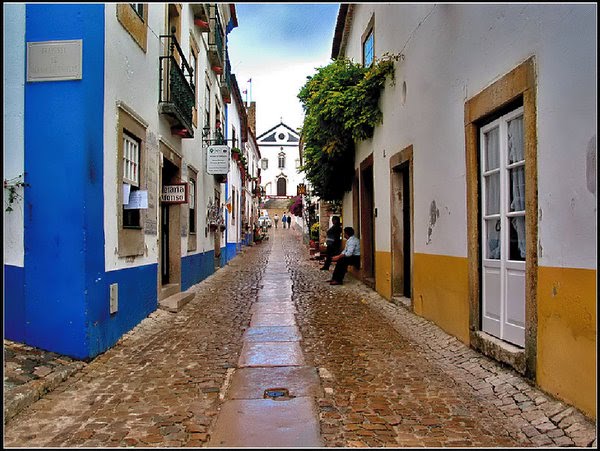 Portuguese traditional street at Obidos