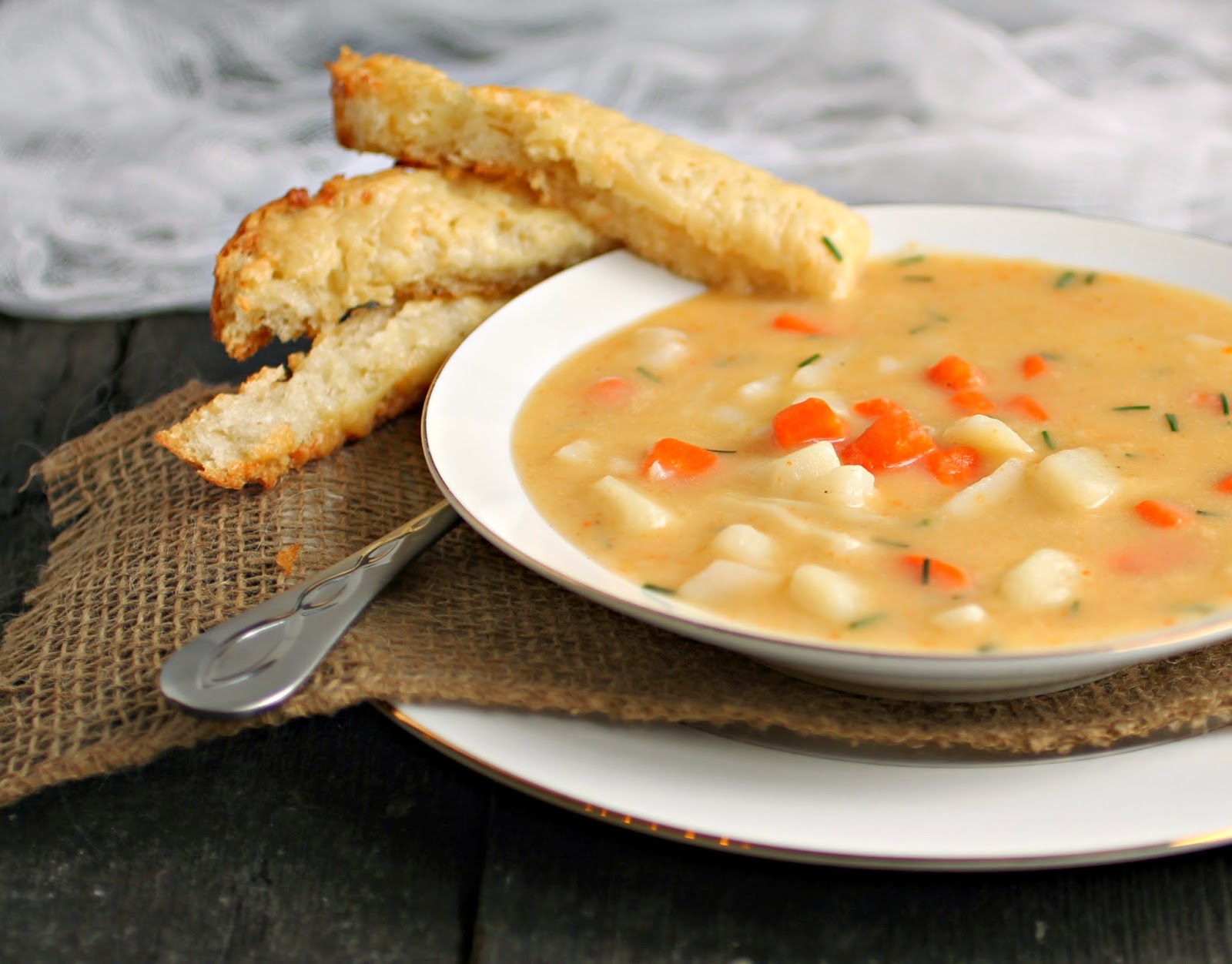 Hungry Couple Chunky Veggie Soup with Gruyere Cheese Toast