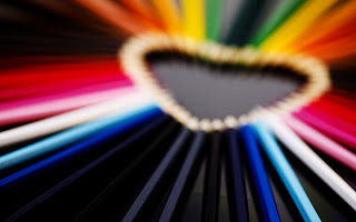 Heart Shape with Color Pencils HD Love Wallpaper