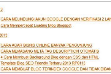 Cara Menciptakan Daftar Isi Artikel Blogspot