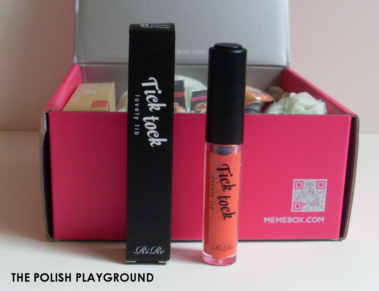 Memebox Superbox #49 All About Lips Unboxing - RiRe Tick Tock Lip Gloss in 04 Peach Orange