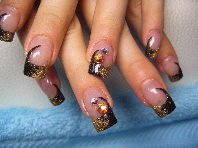 fall colored nail tips