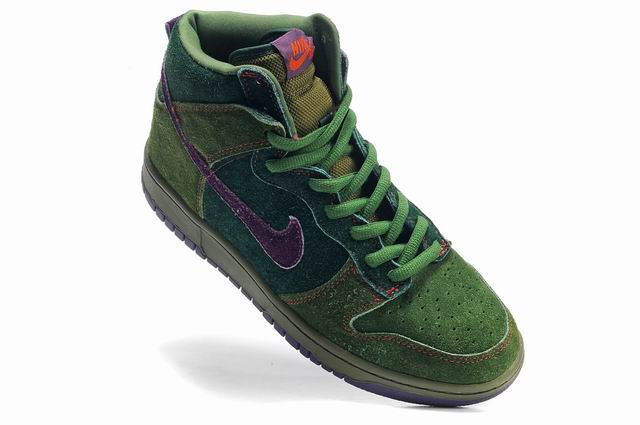 Skunks Nikes SB Dunk High Men Shoes Green Purple Cheap On Sale