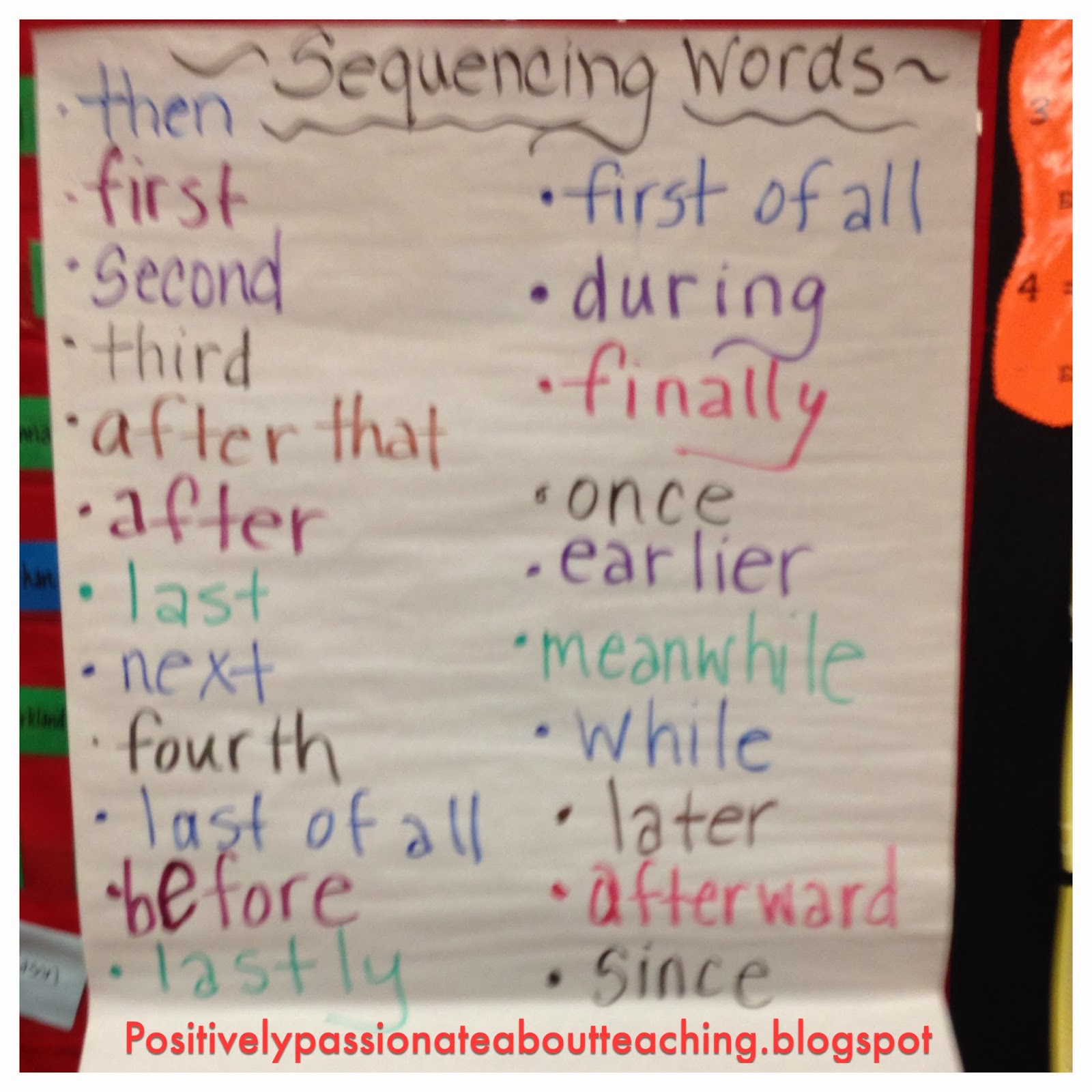 Sequence Of Events Anchor Chart